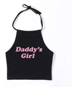 Own Saviour Daddy's Girl Halter Crop Tees + Tops