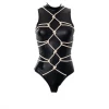 Own Saviour Rope Tie Faux Leather Bodysuit New In