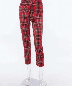 Own Saviour Fergie Red Plaid Slim Pants