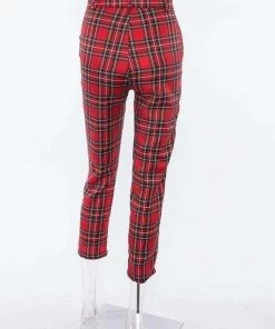 Own Saviour Fergie Red Plaid Slim Pants