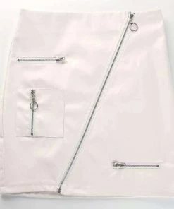 Own Saviour Skirts Ice Diagonal Zip Faux Leather Skirt