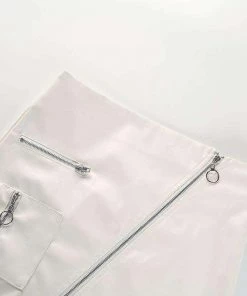 Own Saviour Skirts Ice Diagonal Zip Faux Leather Skirt