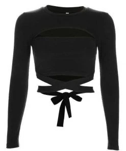 Own Saviour Tees + Tops Noir Bandage Wrap Crop