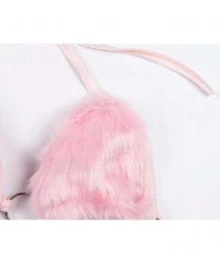 Own Saviour Tees + Tops Pink Faux Fur Bra Crop