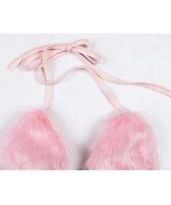 Own Saviour Tees + Tops Pink Faux Fur Bra Crop