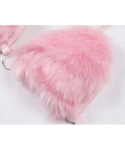 Own Saviour Tees + Tops Pink Faux Fur Bra Crop