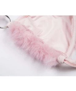 Own Saviour Tees + Tops Pink Faux Fur Bra Crop