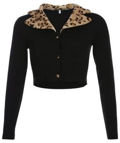 Own Saviour Tees + Tops Leopard Collar Top