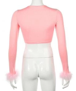 Own Saviour Pink Tie Up Crop Tees + Tops