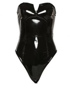 Own Saviour Bodysuits Faux Leather Strapless Bodysuit