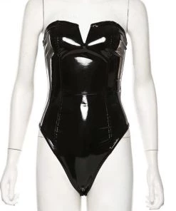Own Saviour Bodysuits Faux Leather Strapless Bodysuit