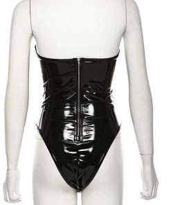 Own Saviour Bodysuits Faux Leather Strapless Bodysuit