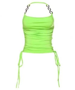 Own Saviour Neon Chain Halter Crop Tees + Tops