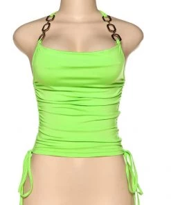 Own Saviour Neon Chain Halter Crop Tees + Tops
