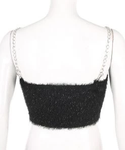 Own Saviour Glitter Feather Chain Crop Tees + Tops