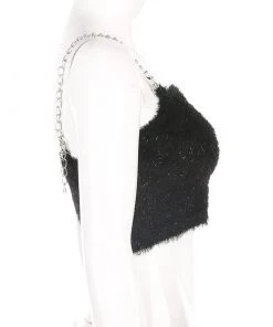 Own Saviour Glitter Feather Chain Crop Tees + Tops