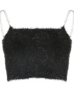 Own Saviour Glitter Feather Chain Crop Tees + Tops