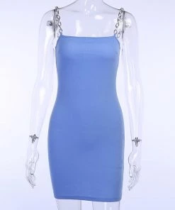 Own Saviour Blue Chain Mini Dress Dresses + Sets
