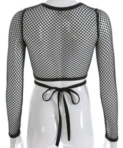 Own Saviour Tees + Tops Black Fishnet Crop