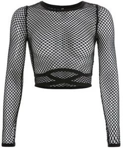 Own Saviour Tees + Tops Black Fishnet Crop