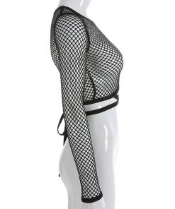 Own Saviour Tees + Tops Black Fishnet Crop