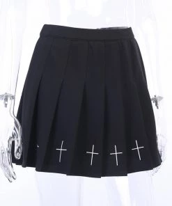 Own Saviour Cross Pleated Skirt Skirts