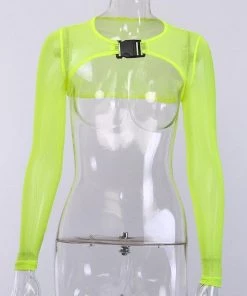 Own Saviour Various Colour Mesh Buckle Crop Tees + Tops