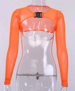 Own Saviour Various Colour Mesh Buckle Crop Tees + Tops