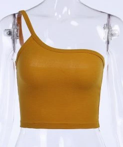 Own Saviour Mustard One Shoulder Crop