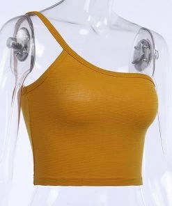 Own Saviour Mustard One Shoulder Crop
