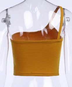 Own Saviour Mustard One Shoulder Crop