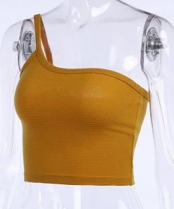 Own Saviour Mustard One Shoulder Crop