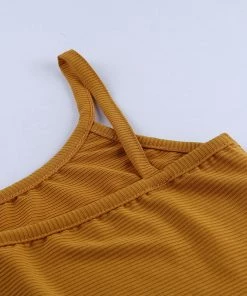 Own Saviour Mustard One Shoulder Crop