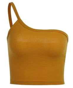 Own Saviour Mustard One Shoulder Crop