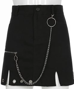 Own Saviour Black Ring Chain Skirt
