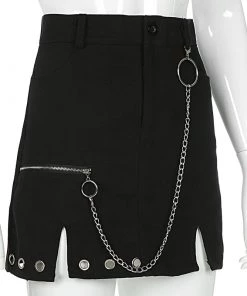 Own Saviour Black Ring Chain Skirt