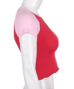 Own Saviour Strawberry Frilled Hem Top