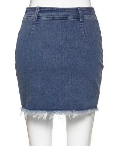 Own Saviour Chain Lace Up Denim Skirt