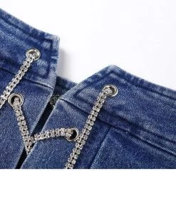 Own Saviour Chain Lace Up Denim Skirt