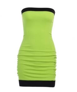 Own Saviour Neon Ruch Strapless Dress