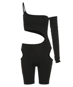 Own Saviour Black Cut Out Playsuit Bodysuits