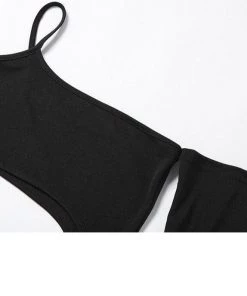 Own Saviour Black Cut Out Playsuit Bodysuits