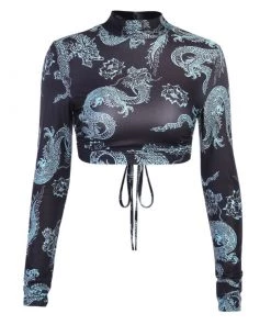 Own Saviour Backless Dragon Lace Up Crop Tees + Tops