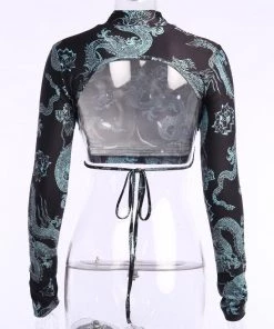 Own Saviour Backless Dragon Lace Up Crop Tees + Tops