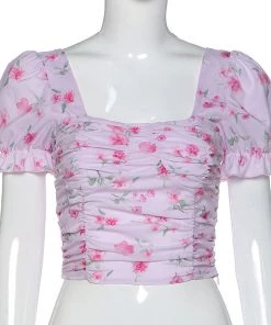 Own Saviour Tees + Tops Floral Ruched Crop