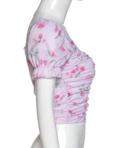 Own Saviour Tees + Tops Floral Ruched Crop