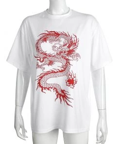 Own Saviour Tees + Tops White Oversize Dragon Tee
