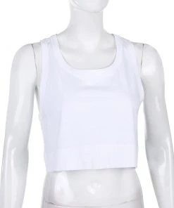 Own Saviour White Crop Tank Tees + Tops