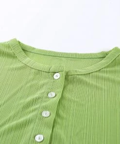 Own Saviour Tees + Tops Green Button Crop