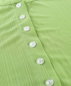 Own Saviour Tees + Tops Green Button Crop